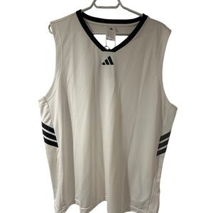 Adidas Men's White Tank Top with Black Accents